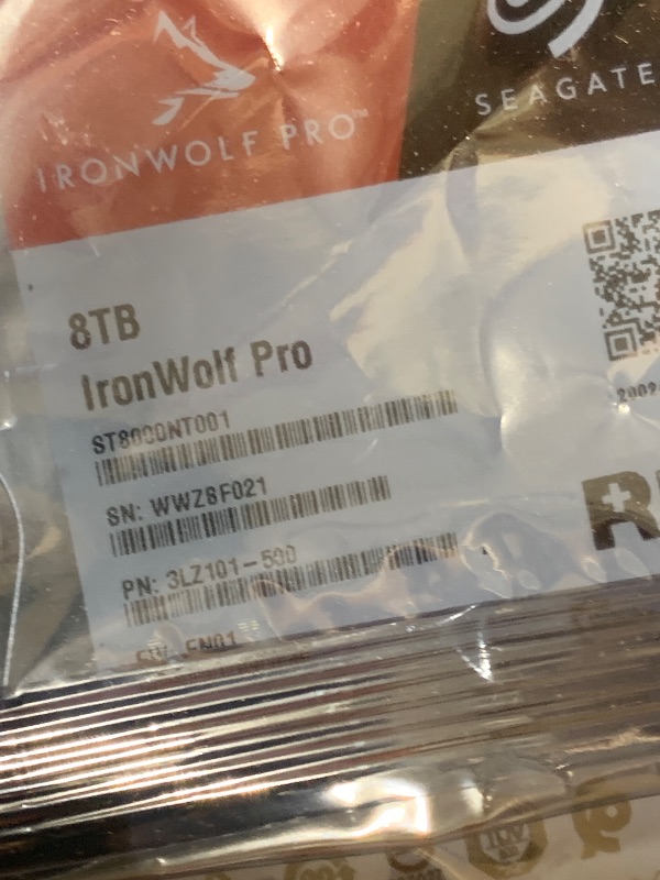 Photo 1 of Seagate IronWolf Pro, 8 TB, Enterprise NAS Internal HDD –CMR 3.5 Inch, SATA 6 Gb/s, 7,200 RPM, 256 MB Cache for RAID Network Attached Storage (ST8000NT001)