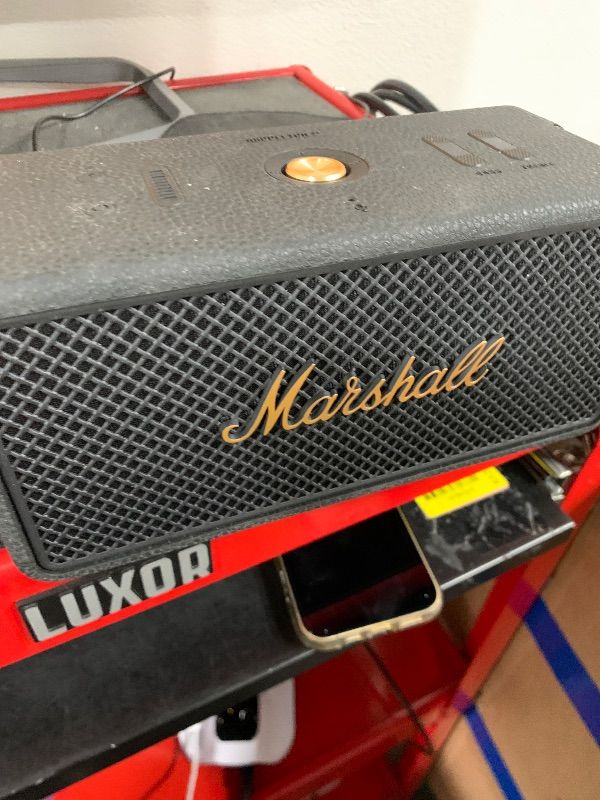 Photo 1 of Marshall Middleton II Portable Bluetooth Speaker - Rugged Waterproof/Dust-Proof Design | Loud Stereo Sound, Deep Bass | Compact and Wireless for Travel and Outdoors - Black and Brass