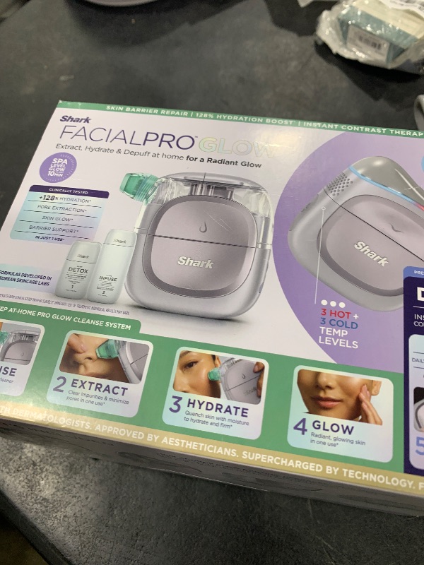 Photo 1 of Shark FacialPro Glow at-Home Hydro-Powered Facial System with DePuffi Hot & Cold Therapy – Professional Spa Skincare Device for Pore Cleansing, Hydration, & Radiant Glow, Lilac, FH320PL
