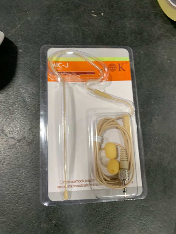 Photo 1 of J K Low Profile Light-Weight Headset Headworn Earhook Microphone MIC-J S90 Compatible with Sennheiser Wireless System