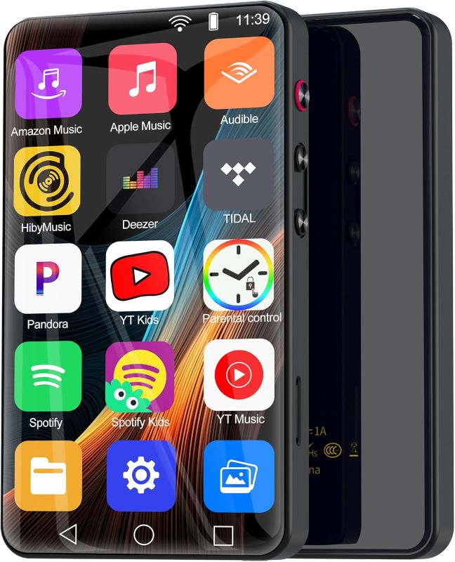 Photo 1 of 144GB MP3 Player with Bluetooth and WiFi, 4" Full Touch Screen Music Player with Spotify,Amazon Music,Parental Control,YouTube,Smart Android Mainstrem Media MP4 Music Player for Kids up to 1TB,Black