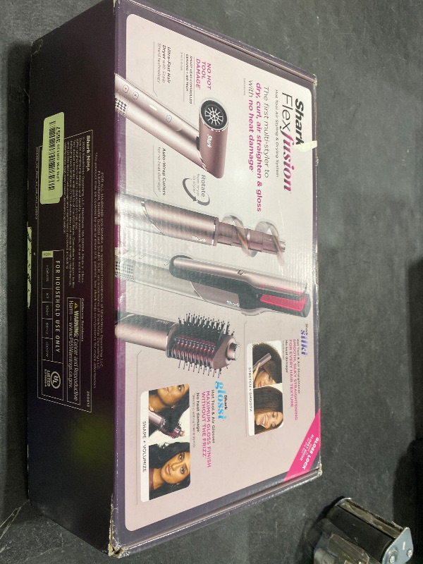 Photo 1 of Shark FlexFusion Hair Straightener & Powerful Hair Dryer with Fusion Hair Brush, Ceramic Air Styler with Auto-Wrap Curlers & Concentrator, Ceramic Plates, Cosmic Blush HD641S