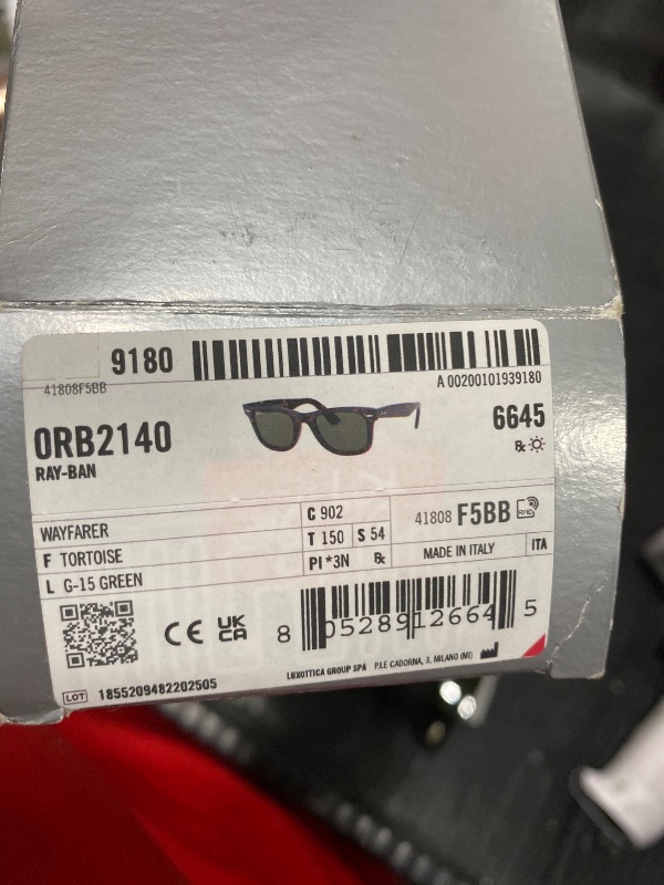 Photo 1 of Ray-Ban RB2140 Original Wayfarer Square Sunglasses, Tortoise/G-15 Green, 54 mm