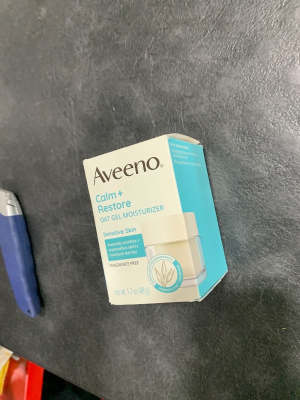 Photo 1 of Aveeno Calm + Restore Oat Gel Facial Moisturizer for Sensitive Skin, Fast-Absorbing, Soothing Lightweight Gel Cream with Prebiotic Oat & Feverfew, Fragrance-Free & Hypoallergenic, 1.7 oz