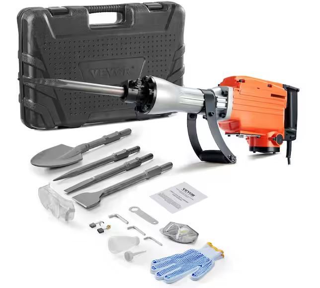 Photo 1 of Demolition Jack Hammer, 29.7 in. x 6.5 in. Demolition Hammer 2200 W 1400 BPM Jack Hammer Concrete Breaker
