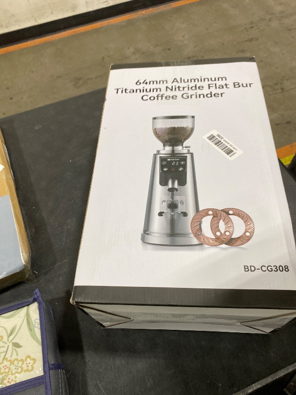 View 3 of MOKKOM Professional 64mm Plated Flat Burr Coffee Grinder with 100 Grind Settings, All-Metal Stainless Steel Body, Coffee Bean Grinder with Adjustable Electronic Timer, Anti-Static, LED Display