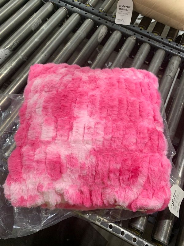 Photo 1 of Dormify Ruched Faux Fur Pillow, Pink 18" x 18"