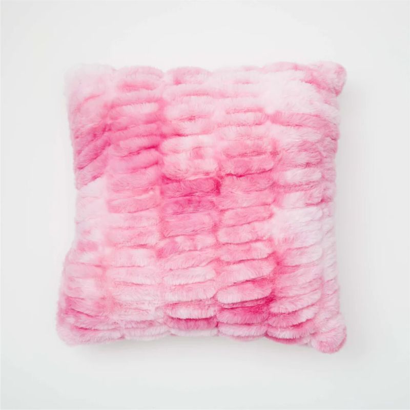 Photo 1 of Dormify Ruched Faux Fur Pillow, Pink 18" x 18"