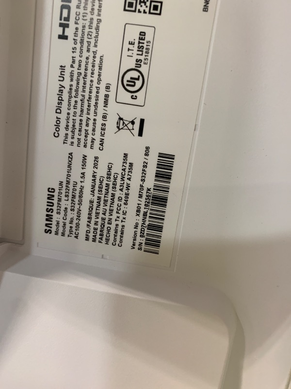 Photo 1 of *** MISSING STAND **Samsung The Movingstyle Essential 32" 4K UHD Smart Monitor with Adjustable Rolling Stand, Smart TV Apps, Built-in Speakers, White Design, Gaming Hub, AI Picture Optimizer, SmartThings, F-LS32FM70-MSR