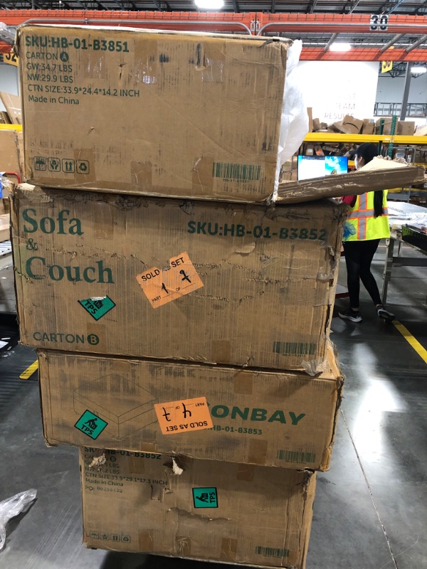 Photo 1 of ****PARTIAL SET, MISSING 3 BOXES****
HONBAY Convertible Sectional Sofa L Shaped Couch Reversible Sectional Couches for Living Room,Grey