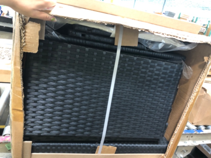 Photo 1 of ****MISSING PARTS, PARTIAL SET****
NEWBULIG 7-Piece Outdoor Patio Sectional Sofa, Weather-Resistant Modular Wicker Rattan Furniture Set with 2.8" Cushions, Tempered Glass Table & Adjustable Feet for Deck, Backyard, Poolside Black