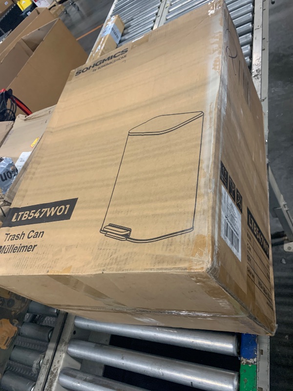 Photo 1 of ***MINOR DENT DAMAGE*** ***DIRTY***
SONGMICS Kitchen Trash Can, 13-Gallon (50 L) Garbage Can with Lid, Stainless Steel, Soft Close and Stays Open, Inner Bucket, Wide Non-Slip Pedal, Cloud White ULTB547W01