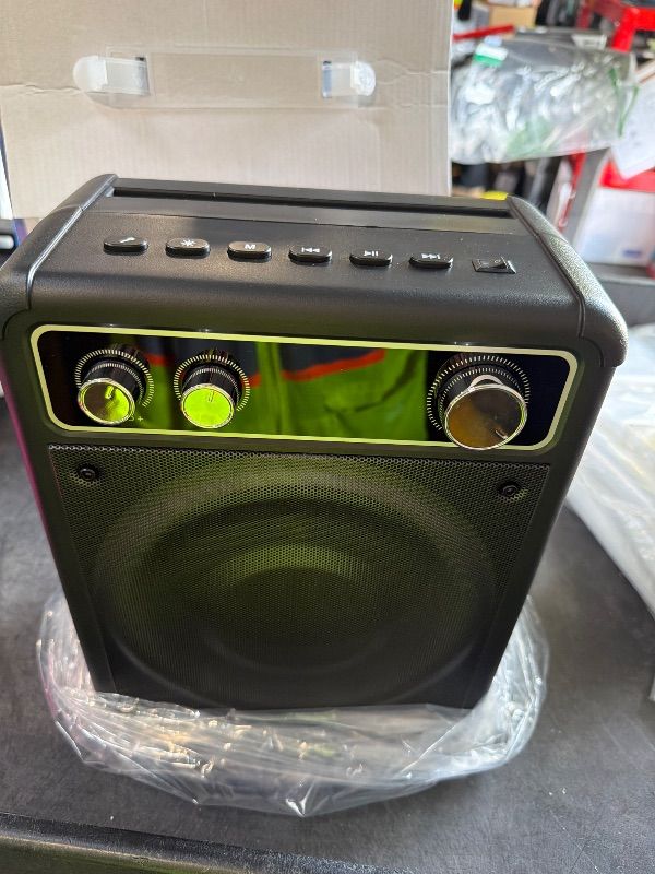 Photo 1 of [Not functional] VOSOCO Karaoke Machine with 2 Wireless Microphones, Portable Bluetooth Speaker for Adults Kids, PA Systems Support TWS Echo Adjust TF USB AUX for Home Party Outdoor Travel
**MISSING CABLE CHARGE**