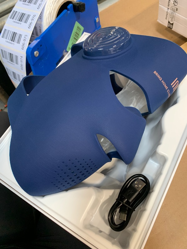 Photo 1 of **FACTORY SEALED** OPEN FOR INSPECTION** INIA Glow 4D Wireless Red Light Therapy Mask for face – Dual NIR, 320 LEDs, 4 Modes, Under-Eye Cooling, Cordless & Rechargeable LED Face Mask for Home & Travel, Skincare Gifts for Women Mom Wife, Blue