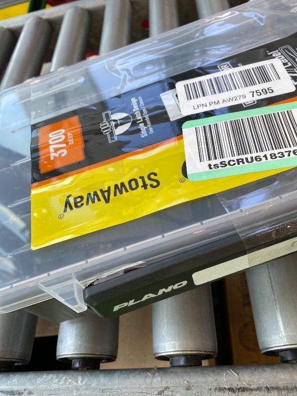 Photo 1 of [Latch is broken] [DAMAGED] Plano StowAway 3700 Deep Stow Tackle Box, with Corrosion-Preventive Rustricor, Single Latch Design, Transparent DuraView Lid, Stackable Storage for Fishing Bait, Lures and Gear