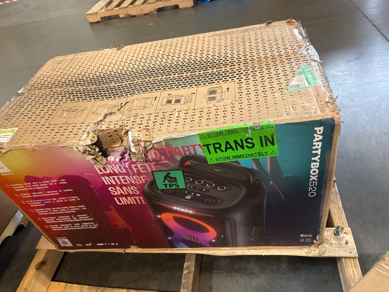 Photo 1 of ***UPDATED 6/19*** JBL PartyBox 520 - Portable Battery-Powered Party Speaker with AI Sound Boost, Up to 15 Hours of Play time, IPX4 Splash Proof, Multi-Speaker Connection by Auracast, and Telescopic Handle (Black)