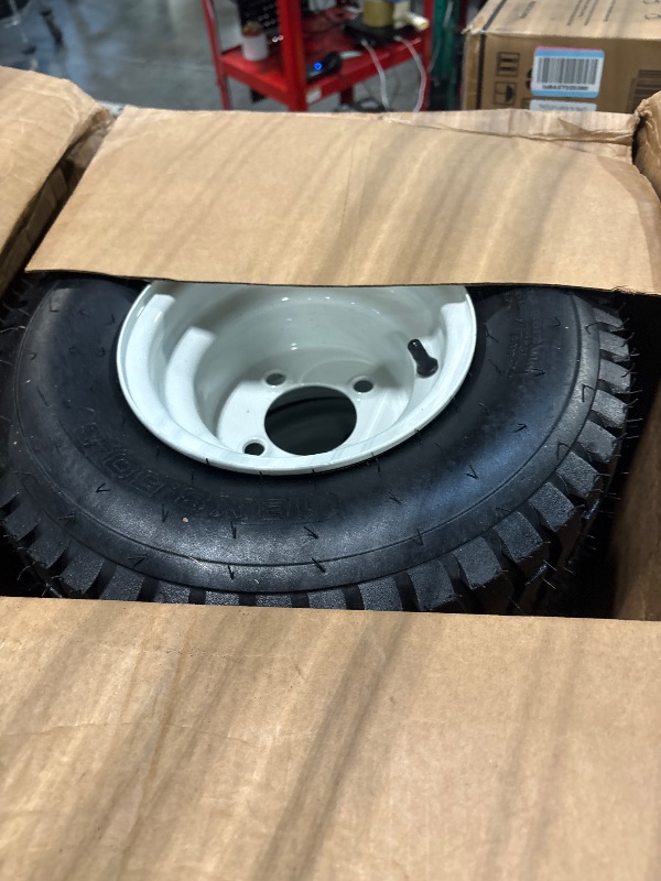 Photo 1 of (2-Pack) 18" Tubeless Tires On Rims - 18x8.5-8 Tire and Wheel Assemblies - 4-Lug 4" Center - 2.83" Center Bore - Load Range B Max Tire Weight of 815 Lbs - Compatible with Alumacraft Boat Trailers