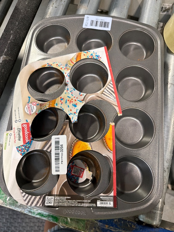 Photo 1 of **DIRTY**
GoodCook Everyday Nonstick Steel Muffin Pan, 12 cup, Gray