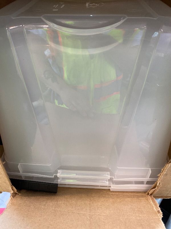 Photo 1 of [PARTIAL SET] IRIS USA 54 Qt Stackable Plastic Storage Bins with Lids, 6 Pack - BPA-Free, Made in USA - See-Through Organizing Solution, Latches, Durable Nestable Containers, Secure Pull Handle - Clear