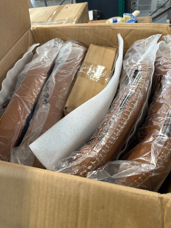 Photo 1 of ****PARTIAL SET - TWO CHAIRS ONLY****VASAGLE EKHO Collection - Dining Chairs Set of 6, Upholstered Kitchen Chairs, Comfortable Seat, Synthetic Leather with Stitching, Mid-Century Modern, Easy Assembly, with Storage Pocket, Caramel Brown