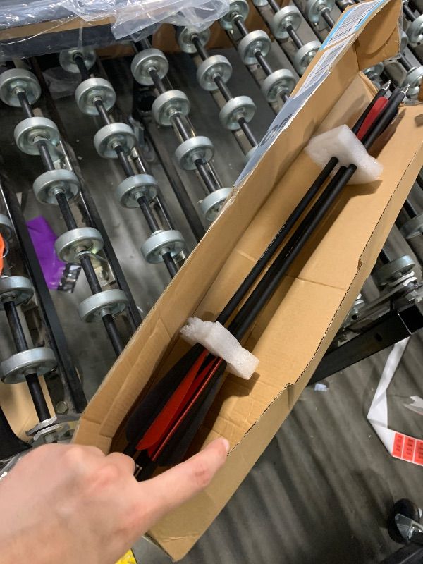 Photo 1 of ***MISSING PARTS*** IRQ 20 Inch Crossbow Bolts and Crossbow Broadheads Set, Carbon Crossbow Arrows for Hunting and Outdoor Practice, 12 Red Arrows, 6 Broadheads(18 Pack)(Black and red)