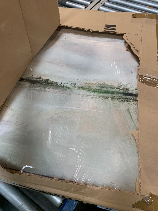 Photo 1 of ****Small cut on one of the frames.***Framed Extra Large Sage Green Abstract Wall Art for Living Room, 3 Piece Modern Landscape Canvas Artwork for Walls, Minimalist Prints Wall Decor for Bedroom, Kitchen, Office, Hallway, 24x36 Inch