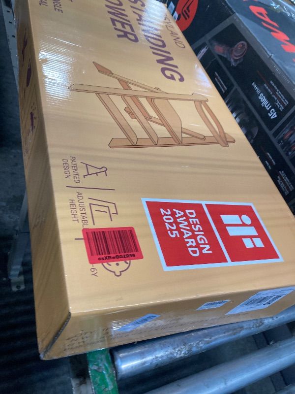 Photo 1 of ** FACTORY SEALED** COSYLAND Foldi Foldable Toddler Kitchen Stool - Adjustable Height Toddler Standing Tower with Net & Safety Feet, IF Award-Winning Wooden Learning Step Tower for Kids Ages 18M-6Y, Natural