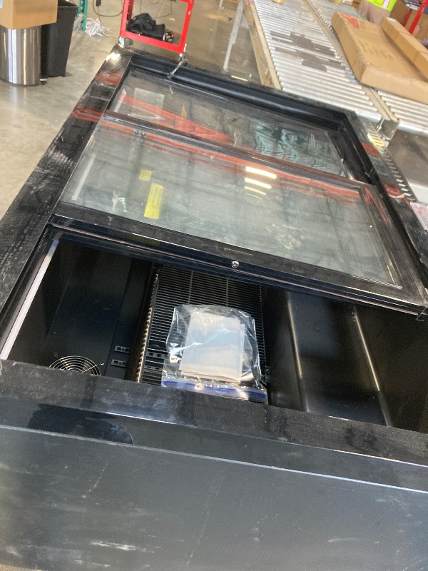 Photo 1 of ** DAMAGE ** BINGERMA Back Bar Cooler with 3 Sliding Glass Doors 10.5 Cu.ft. ETL Commercial Beverage Refrigerator Black Drink Fridges for Beer, Wine,Soda, Drinks