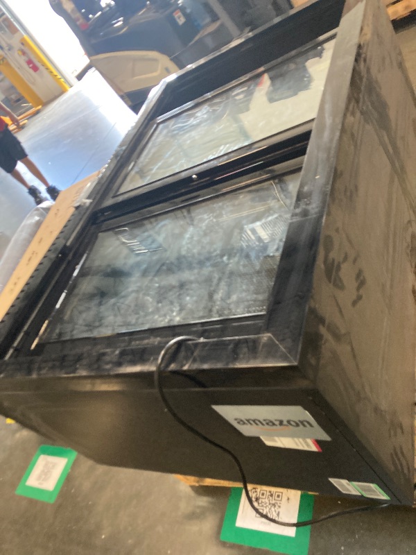 Photo 1 of ** DAMAGE ** BINGERMA Back Bar Cooler with 3 Sliding Glass Doors 10.5 Cu.ft. ETL Commercial Beverage Refrigerator Black Drink Fridges for Beer, Wine,Soda, Drinks