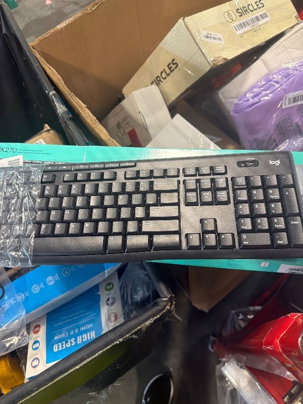 Photo 1 of ***MISSING MOUSE****Logitech MK270 Wireless Keyboard and Mouse Combo for Windows, 2.4 GHz Wireless, Compact Mouse, 8 Multimedia and Shortcut Keys, 2-Year Battery Life, for PC, Laptop - Black