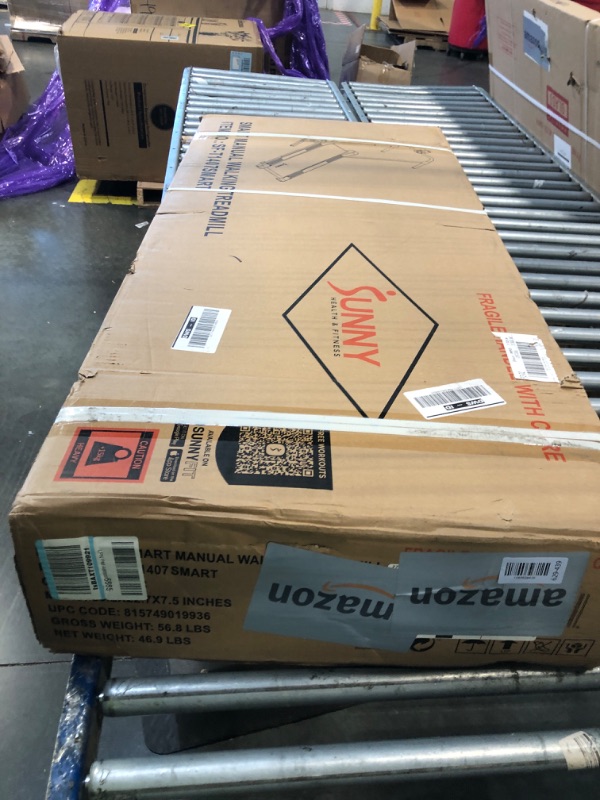 Photo 1 of ** FACTORY SEALED ** Sunny Health & Fitness Smart Manual Walking Treadmill, 300 LB Weight Capacity, Non-Electric, Fixed Incline, Compact & Foldable, Digital Monitor, Bluetooth Connection with SunnyFit App - SF-T1407SMART