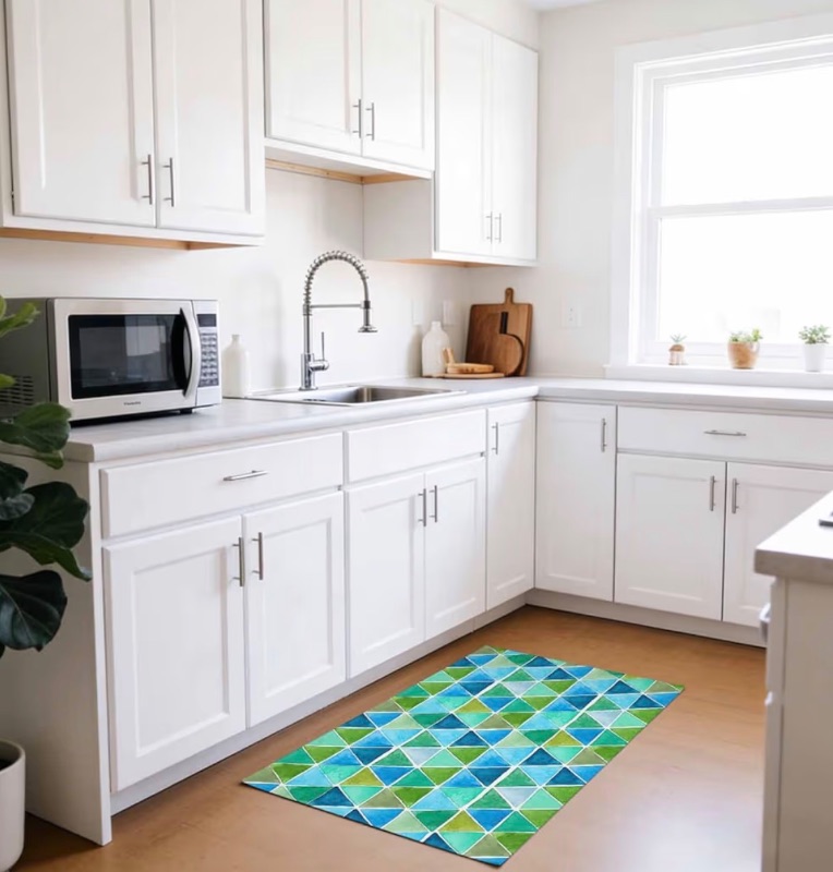 Photo 1 of ** SIMILAR IMAGE/ UNKNOWN MODEL**Welcome Door Mat,Indoor Doormat Green Blue Gradient Washable Front Door Mats Non Slip Absorbent Entryway Rug Abstract Geometric Triangle Floor Mat for Home Bedroom Bathroom,