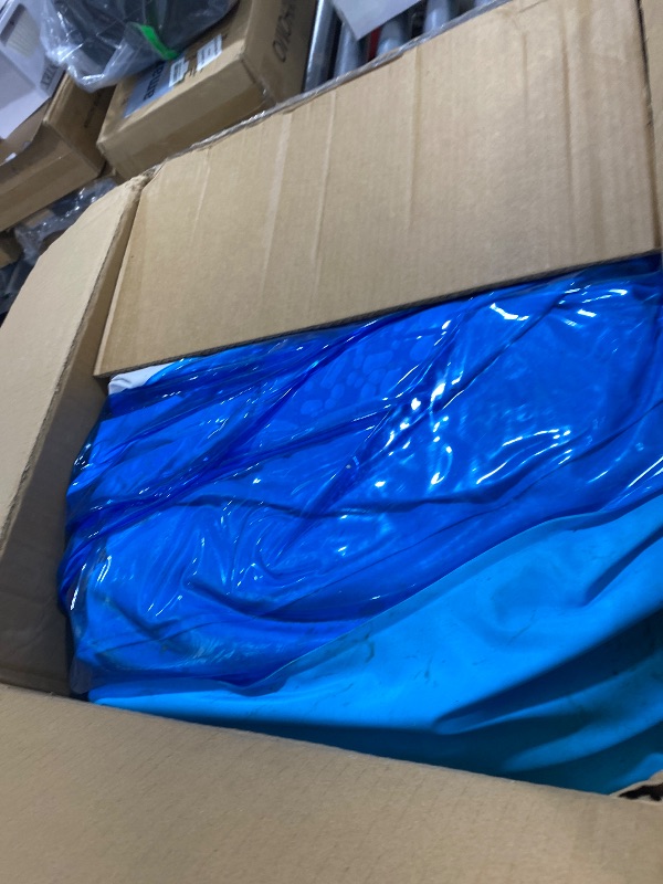 Photo 1 of QPAU Inflatable Swimming Pool, Full-Sized Blow Up Pool with Seats and Backrests, Kiddie Pool for Outdoor & Backyard, for Family Summer Time Fun, Clear Blue
