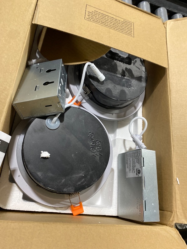 Photo 1 of [4 Pack] CLOUDY BAY 6 inch 5 Color Swivel LED Gimbal Recessed Light with Night Light,12W CRI80+ 850LM,2700K/3000K/3500K/4000K/5000K,Canless Angled Adjustable Ceiling Downlight,Black