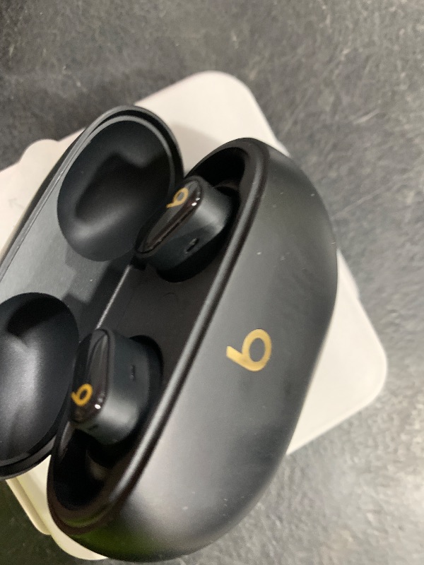 Photo 1 of Beats Studio Buds + | True Wireless Noise Cancelling Earbuds, Enhanced Apple & Android Compatibility, Built-in Microphone, Sweat Resistant Bluetooth Headphones, Spatial Audio - Black/Gold
