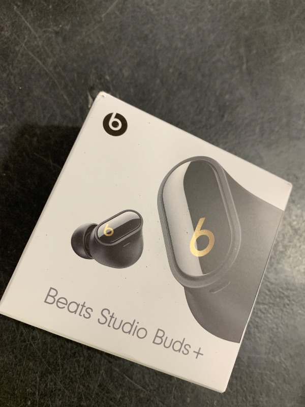 Photo 1 of Beats Studio Buds + | True Wireless Noise Cancelling Earbuds, Enhanced Apple & Android Compatibility, Built-in Microphone, Sweat Resistant Bluetooth Headphones, Spatial Audio - Black/Gold