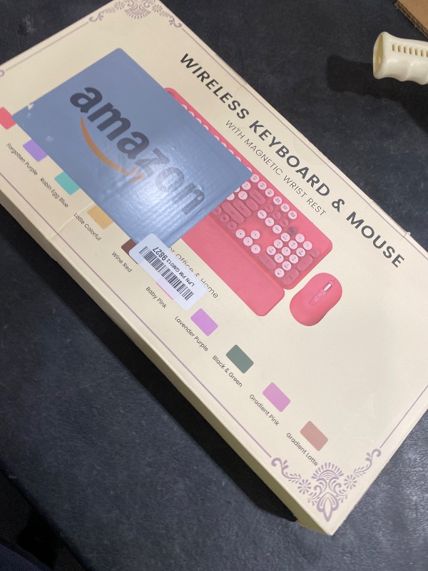 Photo 1 of Wireless Keyboard and Mouse Combo with Magnetic Wrist Rest, Round Keycaps, Full-Size Retro Typewriter-Style, Two-Stage Tilt Legs, Auto-Sleep, 2.4G Wireless for Windows Mac Laptop PC, Soft Blush Pink