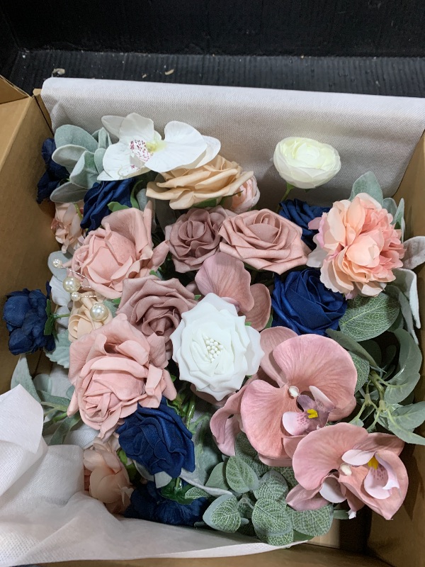 Photo 1 of Ling's moment Bridal Bouquet Cascading Dusty Rose Wedding Bouquet for Bride