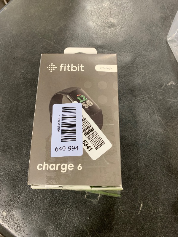 Photo 1 of Fitbit Charge 6 Fitness Tracker with Google Apps - Heart Rate on Exercise Equipment - 3-Month Google Health Premium Membership Included - Health Tools - Obsidian/Black - Small&Large Bands Included