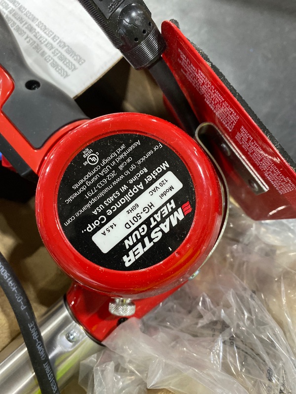 View 2 of Master Appliance HG-501D Industrial Heat Gun, High Airflow, Quick Change Plug-In Heating Element, 1200F, 120V, 1740W, 14.5 Amps, Engineered In USA