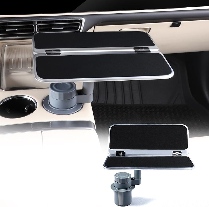 Photo 1 of 360° Rotating Folding Cup Holder Table, Steering Wheel Tray, Car & Laptop Desk - Car Accessories for Women & Men, Fit Tesla Model Y/3/S/Explorer/Maverick
