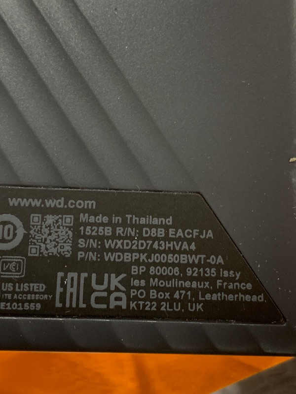 Photo 1 of Western Digital 5TB My Passport Portable External Hard Drive with password protection and auto backup software, White - Western DigitalBPKJ0050BWT-WESN