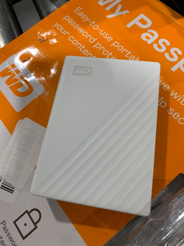 Photo 1 of Western Digital 5TB My Passport Portable External Hard Drive with password protection and auto backup software, White - Western DigitalBPKJ0050BWT-WESN