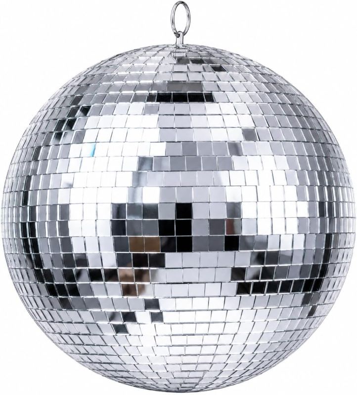 Photo 1 of Alytimes Mirror Disco Ball - 8-Inch Cool and Fun Silver Hanging Party Disco Ball –Big Party Decorations, Party Design
