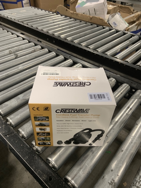 Photo 1 of CrestWave Cordless Fuel Transfer Pump Compatible with DeWalt 20V & Milwaukee 18V Batteries,3.2 GPM Auto-Stop Gas Can Pump, 41" Hose, 4 Adapters, Storage Bag, for Gas, Gasoline, Diesel, Kerosene