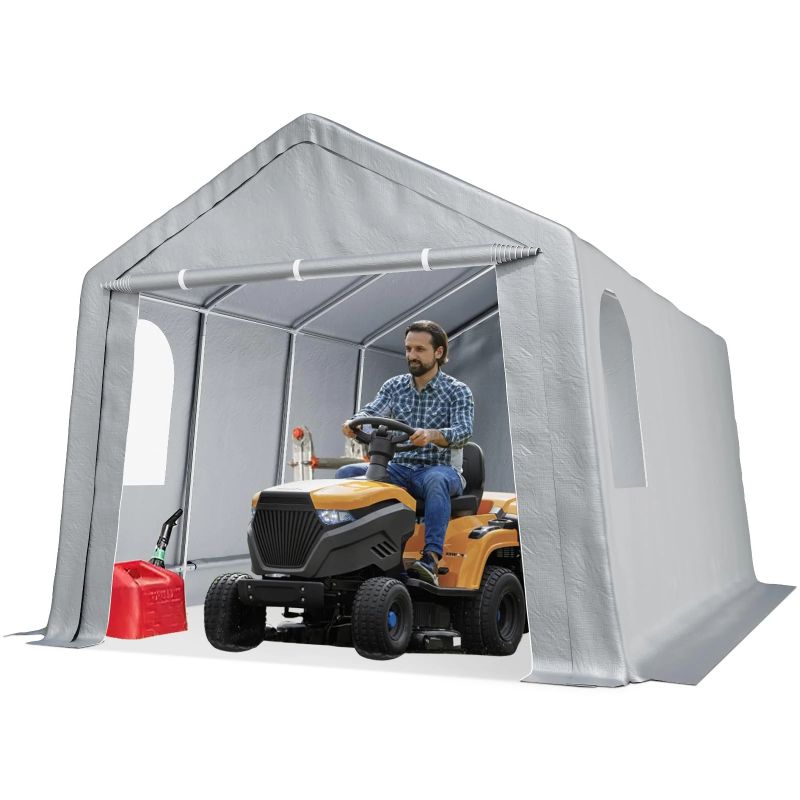 Photo 1 of Garvee 10' X 20' Heavy Duty Carport - Powder-Coated Steel Frame, All-Weather Waterproof & UV-Resistant w/Roll-Up Doors for Cars/