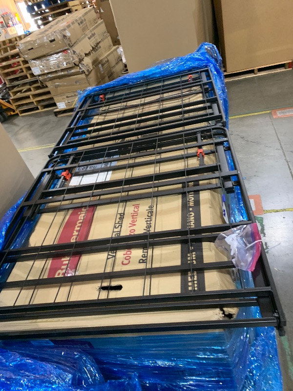 Photo 1 of Amazon Basics Bed Frame with Storage, Foldable Metal Platform, Sturdy Steel, No Box Spring Needed, 14 inches High, Tool-Free Easy Assembly, Noise-Free, King Size, Black