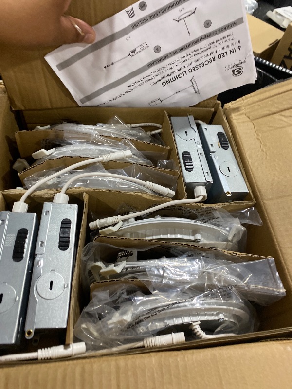 Photo 1 of Energetic 12 Pack 6 Inch 5CCT Ultra-Thin LED Recessed Ceiling Light with Junction Box, 2700K/3000K/4000K/5000K/6500K Selectable, 12W 120W Eqv, 900LM, Dimmable Canless Wafer Downlight, IC Rated, ETL