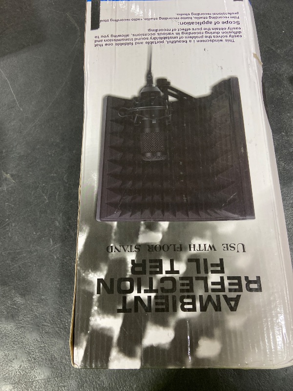 Photo 1 of Microphone Isolation Shield with Mic Stand and Pop Filter, Foldable Sound Shield for Most Condenser Microphone Recording Equipment Studio, High Density Absorbent Foam to Filter Vocal by FrgyeeLPNPMGN6552903
