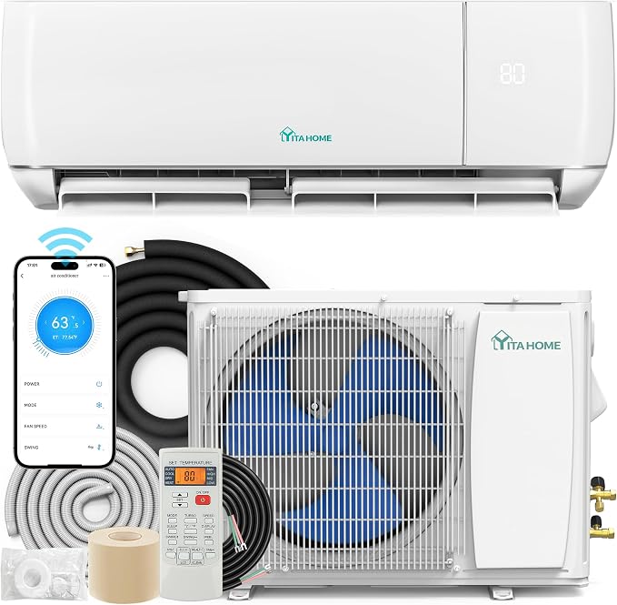 Photo 1 of YITAHOME 12000 BTU Mini Split Air Conditioner Heat Pump System, 20 SEER2 115V Ductless Inverter System with Wi-Fi & Alexa Compatibility, Cover Up to 750 Sq. Ft, Complete Installation Kit Included